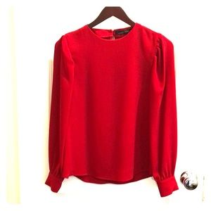 Red Zara Puff Sleeve Shirt